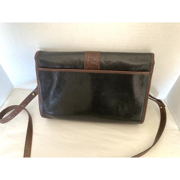Vintage BRAHMIN Brown Leather Croco Medium CrossBody Shoulder Satchel Purse - Picture 9 of 15